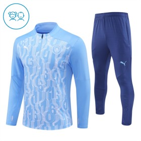 Manchester City Barn Trenings Collegegenser 2024-25 Kvart-Zip Blå